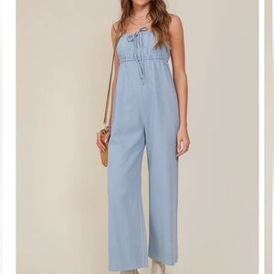 Lumiere Sky Blue Tie-Front Jumpsuit